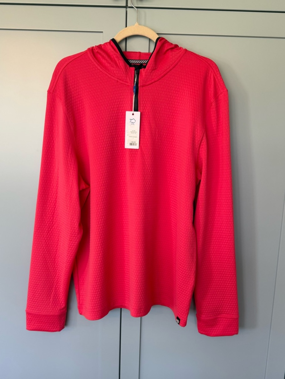 Southern Tide Men's Hot Pink Quarter-Zip Hooded Pullover